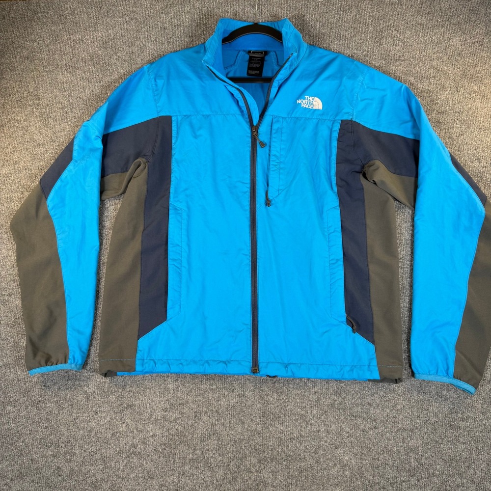 The North Face Mens Blue Grey Full Zip Lightweight Windbreaker Jacket Large 3183